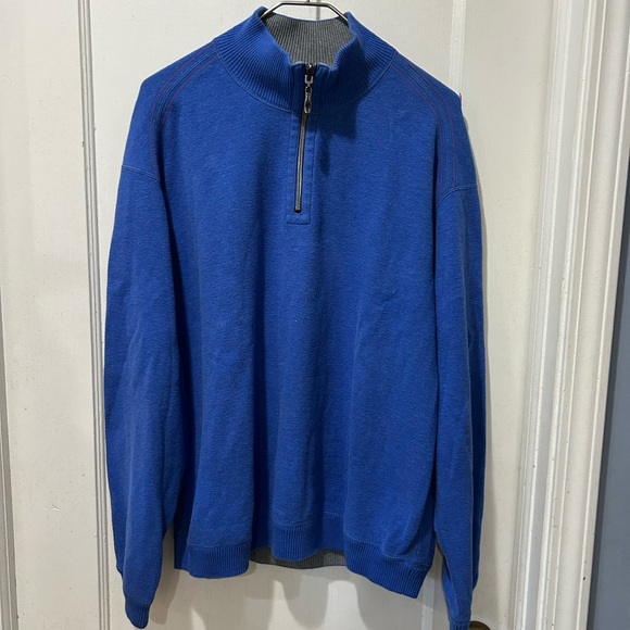 Tommy Bahama XL blue gray 1/2 zip reversible sweater preppy smart casual work - Picture 1 of 9